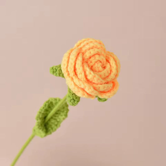 Knitting Flower Rose Tulips Daisy Single Bouquet Simulation Flower Home Decoration Wedding Hand-Knitted Crochet Fake Floral Gift