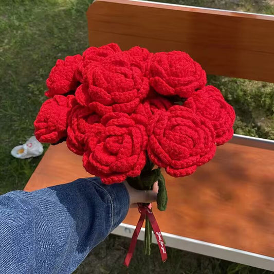 Sunflower Finished Hand Woven Flower Crochet Handmade Flowers Bouquet Knitting Sunflower Artificial Flower Mother's Day Gifts